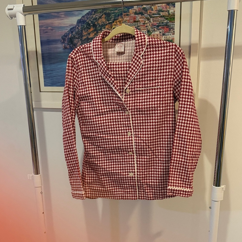 Brooks Brothers Red and White Houndstooth Pajama Top and pant